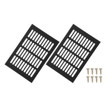 Imagem de PATIKIL 2 peças de tampa de ventilação de porta de 22 x 15 cm, capa de ventilação de grade de alumínio com parafusos de montagem para porta de teto de armário de guarda-roupa, preto