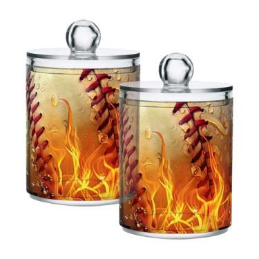 Imagem de CEBUGI Dispensador de suporte Qtip para cotonetes, bolas, almofadas de fio dental palhetas de fogo de beisebol frasco de boticário de plástico transparente com tampa acessórios essenciais de banheiro