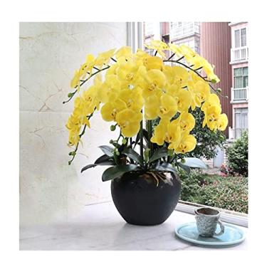 Imagem de YYBOES Flores artificiais para decoração flor artificial Phalaenopsis flores artificiais requintadas para decoração de casa flor artificial orquídea flores artificiais plantas