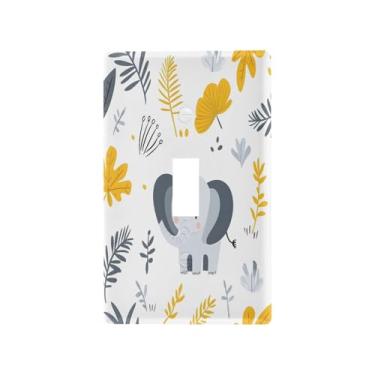 Imagem de Wassud Placa de cobertura para interruptor de luz, elefante fofo com palmas, capas de tomada decorativas, placa de parede para tomadas elétricas, interruptor único, 11 x 6 cm