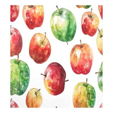 Imagem de Qilmy Capa magnética para máquina de lavar louça, maçãs vermelhas, verdes, 58 x 66 cm, capa decorativa para geladeira para porta frontal, adesivo, máquina de lavar, painel de geladeira, decalque para
