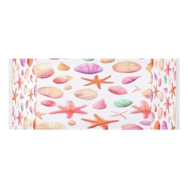 Imagem de Wassud Capas de lavadora e secadora Starfish Shell, protetor de lavadora com sacos de armazenamento, capa de geladeira à prova de poeira com bolsos para lavanderia doméstica, cozinha, 120 x 55 cm