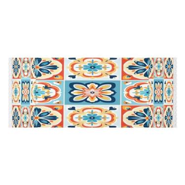 Imagem de Wassud Azulejo geométrico floral (2) capas de lavadora e secadora, protetor de lavadora com sacos de armazenamento, capa de geladeira à prova de poeira com bolsos para lavanderia doméstica, cozinha