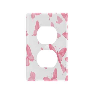 Imagem de Wassud Placa de cobertura de interruptor de luz elegante borboleta decorativa capa de tomada placa de parede para tomadas elétricas duplex 4,53 x 2,76 polegadas