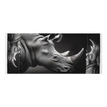 Imagem de Wassud Capas de lavadora e secadora de rinoceronte preto, protetor de lavadora com sacos de armazenamento, capa de geladeira à prova de poeira com bolsos para lavanderia doméstica, cozinha, 120 x 55