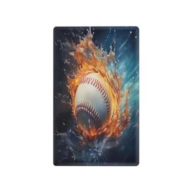 Imagem de Wassud Placa de cobertura para interruptor de luz, capas de tomadas, placa de parede de beisebol em fogo, decoração de casa, sala de estar, quarto, decoração