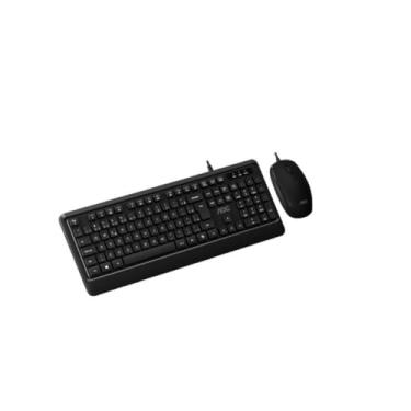 Imagem de Kit Teclado e Mouse Com Fio KM220, Layout ABNT2, USB, 2400 DPI, Ergonômico, Preto, Plástico ABS