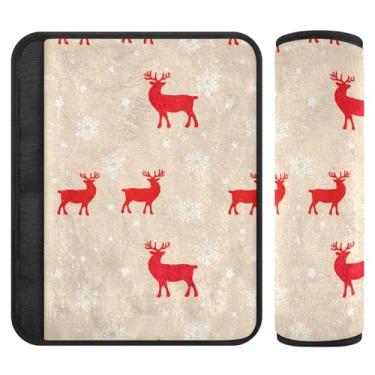 Imagem de Burbuja Capa para cinto de segurança de carro Deers Snowflakes Protetor de cinto de segurança de carro macio confortável para alça de ombro de assento, 1 par médio