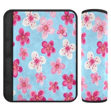 Imagem de Burbuja Capa para cinto de segurança de carro Blossom Flowers Protetor de cinto de segurança de carro macio confortável para alça de ombro de assento, 1 par pequeno