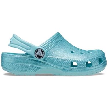Imagem de Crocs Tamanco infantil clássico com glitter, Água pura/sereia, 27