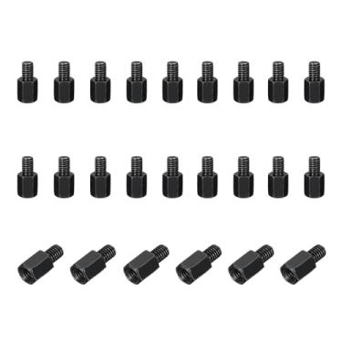 Imagem de PATIKIL 24 peças M4 x 8 mm + 6 mm macho fêmea hexagonal, espaçador de placa-mãe PCB de aço carbono para gabinetes de computador, placas de circuito, drone FPV, quadricóptero, preto