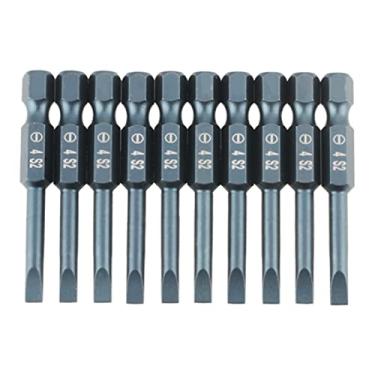 Imagem de Conjunto de bits de chave de fenda com fenda 10pcs 1/4 de polegada Haste hexagonal 50mm S2 Chaves de fenda com fenda magnética de liga de aço para chaves de fenda de ar,