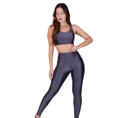 Imagem de Conjunto Calça Legging e Top com Bojo Removível 3D Academia Fitness Barbara-Feminino