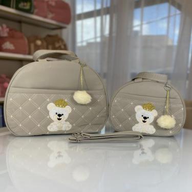 Imagem de Kit Bolsa Maternidade 2 para Mãe e Bebê Mala e Malinha com Ursinho Prí