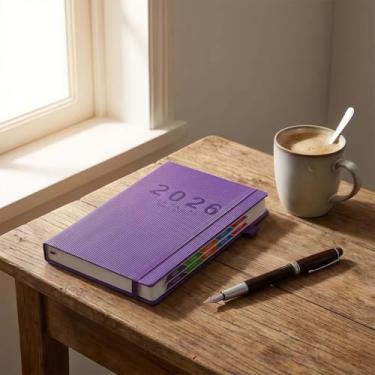 Imagem de Calendário de parede 2026 com layout mensal, planejador anual de grande formato para escritório e uso doméstico, organizador de agenda de 12 meses para exibição de parede (roxo)