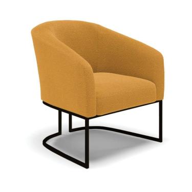 Imagem de Poltrona Decorativa Base Industrial Preto Stella Bouclê Mostarda D03 - D'rossi