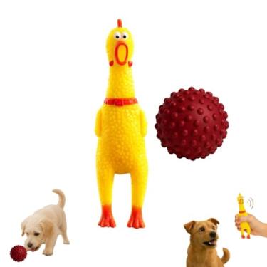 Imagem de Kit 2 Brinquedo Cachorro Bola Cravo Massageadora Galinha Borracha Apito Pet Cães Pequeno Médio Porte Resistente Seguro Divertido Interativo (Bordô)