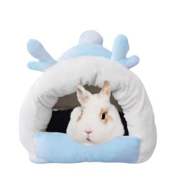 Imagem de Cama esconderijo de porquinho-da-índia – casa de porquinho da índia com fundo removível para coelhos, chinchilas, furões, animais de estimação pequenos – pelúcia grossa, caverna quente e aconchegante