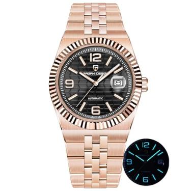 Imagem de Pagani Design Relógios masculinos analógicos, mecânicos automáticos, relógio de pulso de aço inoxidável 316L, vidro safira de 40 mm, calendário luminoso à prova d'água 100 m, Dourado e preto
