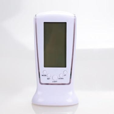 Imagem de Relógio Digital de Mesa Square Clock DS-510 - Despertador Multifuncional com Calendário, Termômetro, Luz LED e Função Soneca