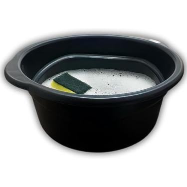 Imagem de Bacia Redonda Plástica 35L Preta Polipropileno 51cm Uso Doméstico Comercial Resistente Lavar Roupas Organizar Casa
