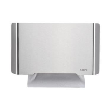 Imagem de Nobre Dispenser para Papel Toalha Interfolhas com Frente em Inox Escovado, Montagem em Parede, Prateado, Retangular, 30.4x21.9x28.9cm