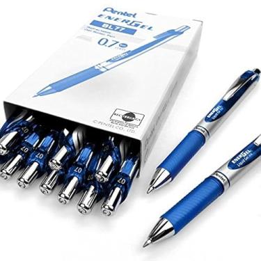 Imagem de Pentel EnerGel XM BL77 – Caneta retrátil de tinta gel líquida – 0,7 mm – 54% reciclada – Azul – Caixa com 12