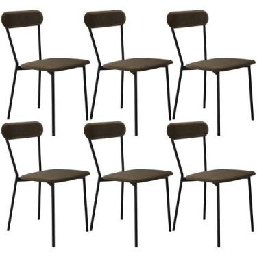 Imagem de Kit 06 Cadeiras Estofada Para Sala De Jantar Liora Preto C01 Veludo Ma