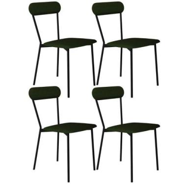 Imagem de Kit 04 Cadeiras Estofada Para Sala De Jantar Liora Preto C01 Linho Ver