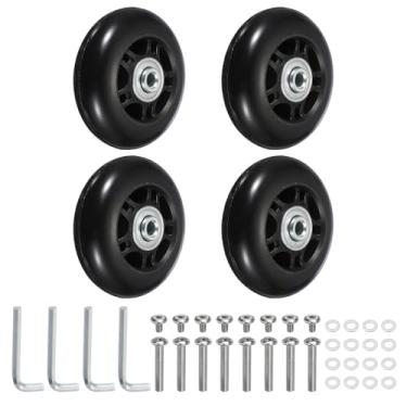 Imagem de YELARXI Replacement Luggage Wheels, Suitcase Wheels Replacement Kit 70x24mm & 2 Set & Rubber & Black - Fitting for (Swivel Caster Bearings Repair/Replacing/Roller Bag/Suitcase/Spinner)