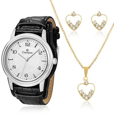 Imagem de RELOGIO CHAMPION ANALOGICO BRANCO COURO PRETO CN20195C