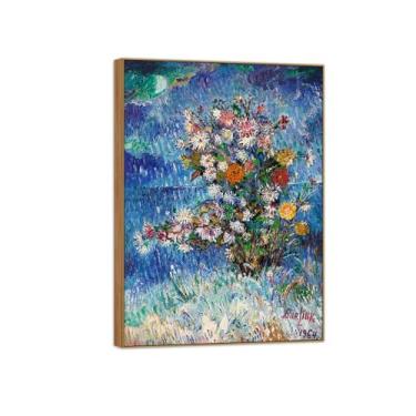 Imagem de David Burliuk Famosas impressões em tela de arte de parede prontas para pendurar Flores na neve 2. Pintura de moldura de madeira para decoração de sala de estar 70 x 100 cm 27 x 39 pol