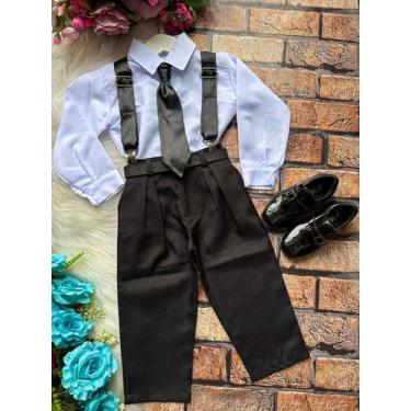 Imagem de Conjunto Miss Cherry Meninos Social João Preto Suspensorio Cetim - Mal