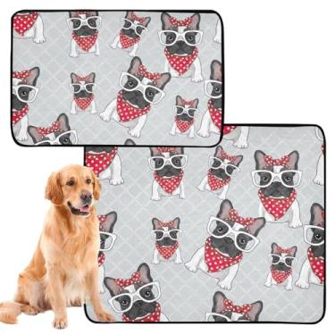 Imagem de Almofadas de xixi para cães, laváveis, fofas, buldogues franceses, bolinhas brancas, almofadas reutilizáveis para treinamento de filhotes de cachorro, absorventes e impermeáveis, fofos, médios +