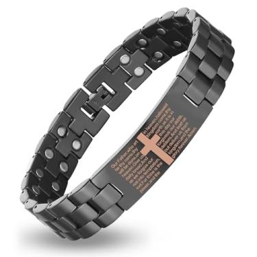 Imagem de Fashtour Pulseira magnética de cobre para homens - Cruz magnética masculina ultra forte - com ferramenta de ajuste de tamanho, One Size, Cobre, Cobre