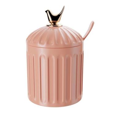 Imagem de WOLFF - Açucareiro de Cerâmica Colibri com Colher e Tampa Rosa 7cm x 7cm x 10,5cm