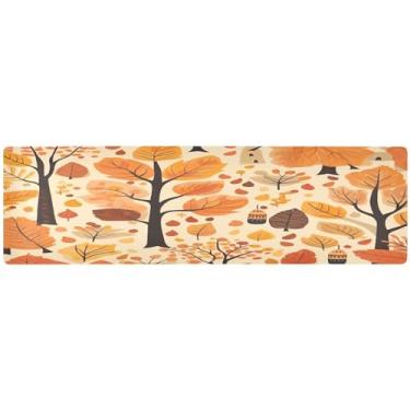 Imagem de Tripé longo de árvores de outono com folhas de outono, caminho de mesa à prova d'água, corredor de mesa externo à prova d'água