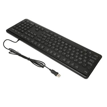 Imagem de Cryfokt Teclado Retroiluminado Com Letras Grandes Design Fino Fácil de Ler para Idosos e Deficientes Visuais Teclado de Computador LED Branco Com Fio USB para Home Office Bibliotecas Escolares