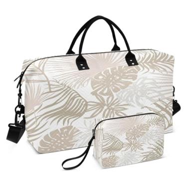 Imagem de CEBUGI Bolsa feminina acolchoada com folhas tropicais, grande, bolsa de viagem de fim de semana, bolsas hospitalares para trabalho de parto e parto