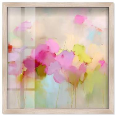 Imagem de Pink and Chartreuse II Shadowbox Print Living Room Wall Art por Art Remedy, moldura loira, 33 x 33