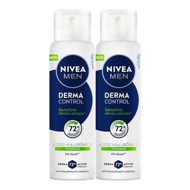 Imagem de Kit 2 Desodorante Nivea Men Derma Control Sensitive Aerossol 72h Antitranspirante 150ml