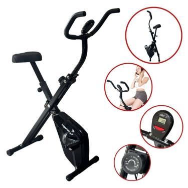 Imagem de Bicicleta Ergométrica Vertical Dobrável Flywhell 2Kg Magnética Portátil c/ Display Importway Iwf009