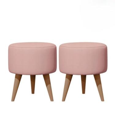 Imagem de Kit 2 Unidades Puff Luxe Super ReforçAdo Puff Sala，Quarto，Pufe，Puf，Sala，Banqueta(ROSA)