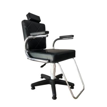 Imagem de Cadeira para Salão de Beleza e Barbearia Modelo Matelassê com Pistão a Gás e Base Estrela – Suporta até 130kg (PRETO)