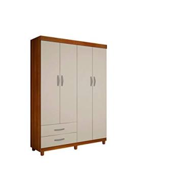 Imagem de Roupeiro Milao 4 Portas Sem Espelho Nogal & Off Sallêto Móveis