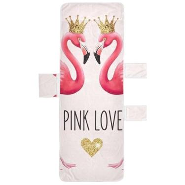 Imagem de Pink Flamingos Valentine Chaise Lounge Cover Toalhas de Cadeira Toalhas de Piscina Praia com Bolsos Espreguiçadeira Perseguição Externa 85 x 76 cm