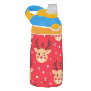 Imagem de Garrafa de água esportiva de 473 ml com canudo para crianças, meninas, meninos, garrafa de água Tritan à prova de vazamento de 473 ml, copo infantil portátil reutilizável, alça de transporte, linda