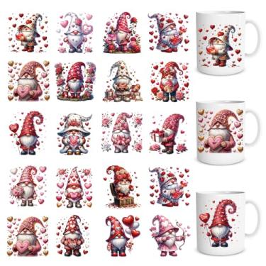 Imagem de Shejdgart Envelope de copo UV DTF - 20 peças adesivos UV DTF para dia dos namorados para 473 ml, rosa rosa amor coração à prova d'água UVDTF decalques de transferência para copos copos caneca