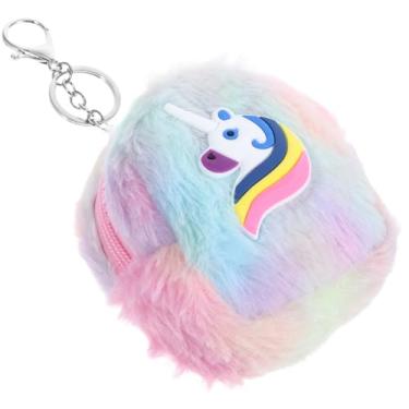 Imagem de Bolsa feminina com desenho animado de unicórnio com zíper e porta-chaves para moedas e batom, presente para meninas e mulheres