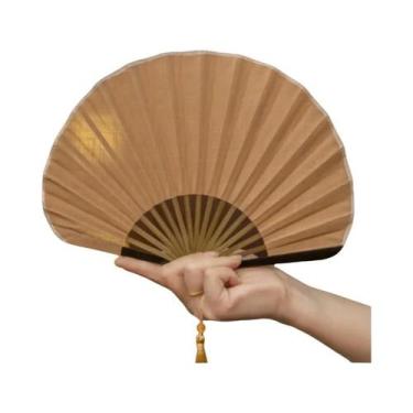 Imagem de Leque De Seda Em Forma De Concha Retro De Cor Sólida Estilo Japonês Pa